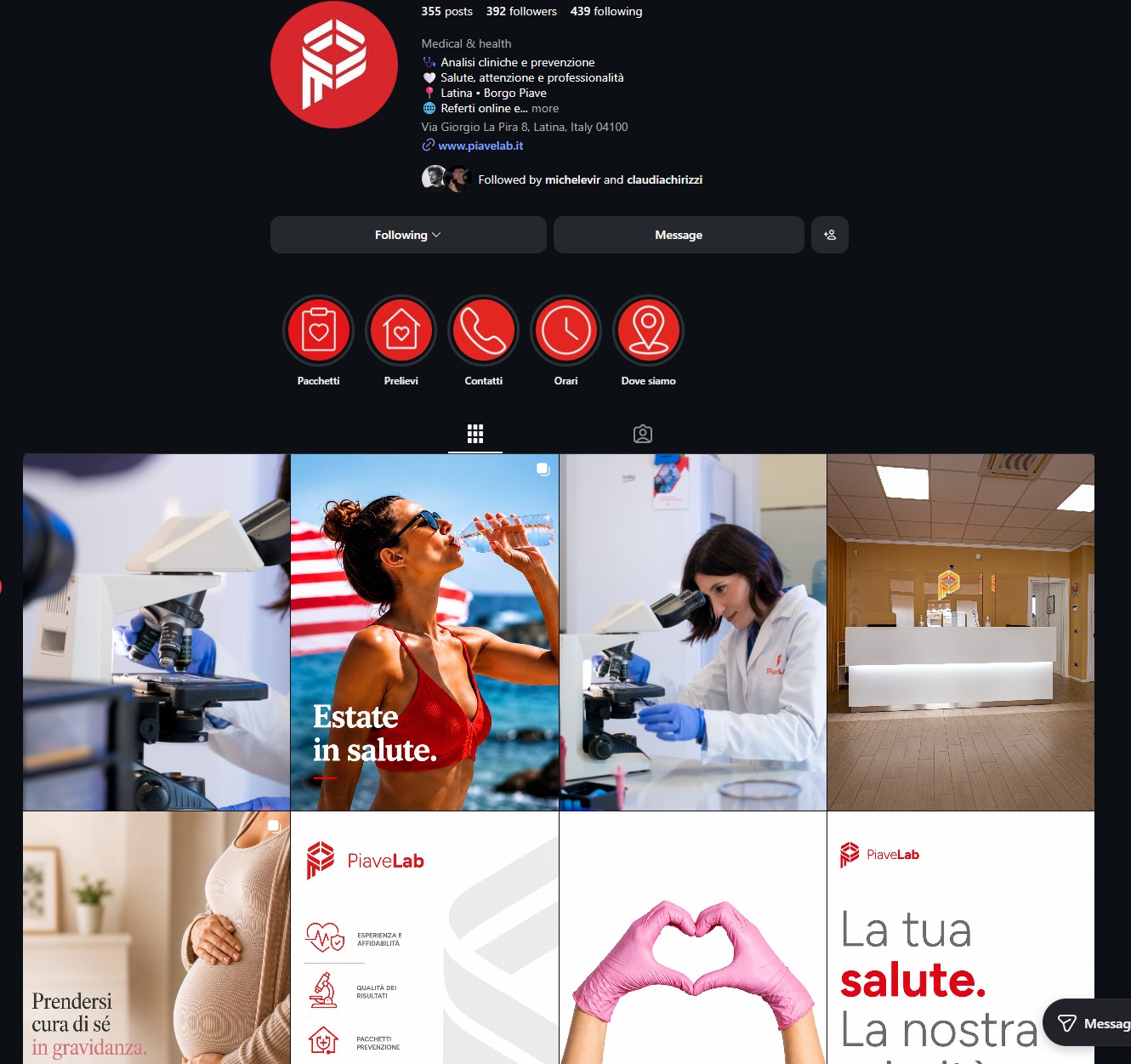 Sistema editoriale Instagram di PiaveLab